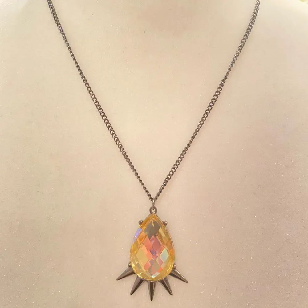 4/$20 Iridescent Pendant Statement Necklace